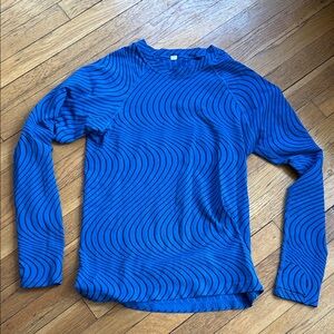 Long Sleeve Blue Wave-Print women’s Shirt